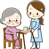 a caregiver providing companion services to an elderly woman